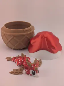 Waffle Cone Egg + Baby Flexi Dragon Set - 4" PLA Bio Plastic Egg with 4.12" Dragon - Perfect for Collectors & Fidget Lovers