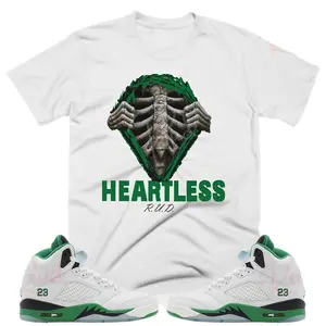 Heartless Shirt to Match Retro 5 Lucky Green, Jd 5 Lucky Green T-Shirt, Lucky Green Sneaker Tee