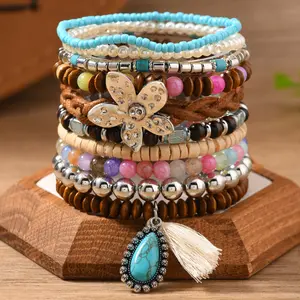 Ethnic-Style Multi-Layer Beaded Bracelet — Elastic Seed Bead Strand