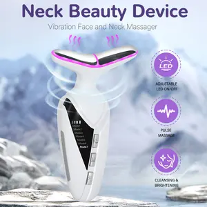 7 color light massage neck beauty instrument， neck artifact high frequency vibration hot compress fa,Face Massager Tool ，Electric Tools for Skin Care Facial Toning Device Multifunctional ，LED Light Therapy Facial Massager，LED Color Light Massage Neck Wand