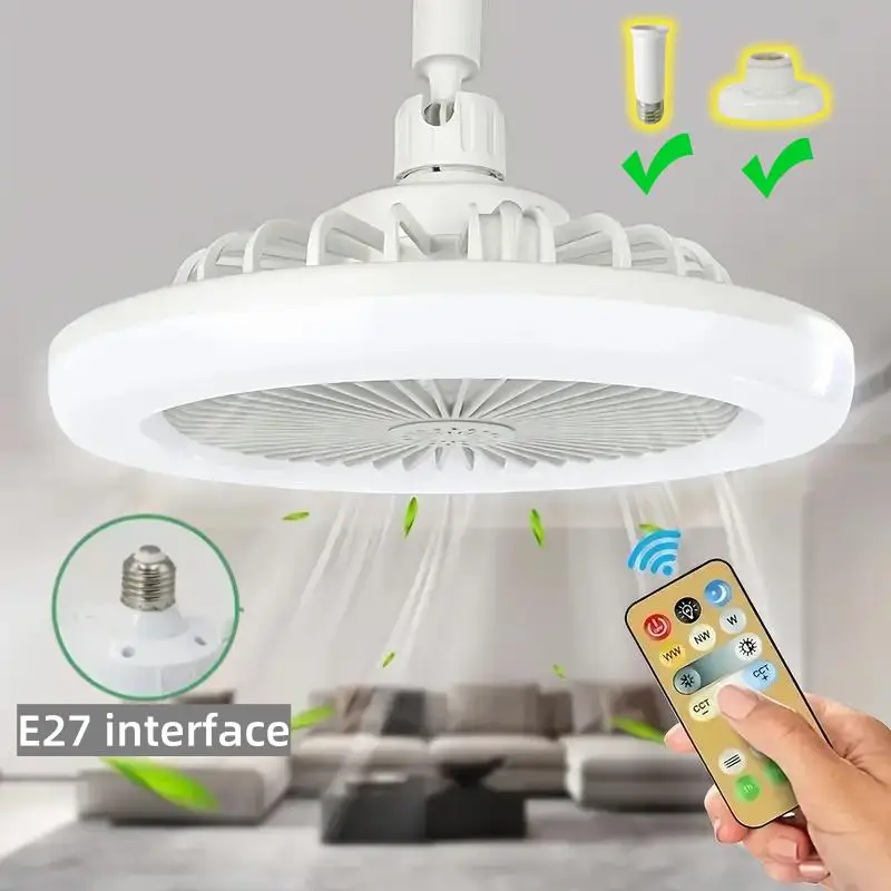 3 in 1 Ceiling Fan Light, E27 Socket Fan Light with Remote Control, Dual Function Cooling and Lighting Fan Light for Bedroom Living Home