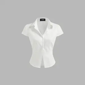 Cider Cotton-blend Polo Neck Stripe Short Sleeve Shirt