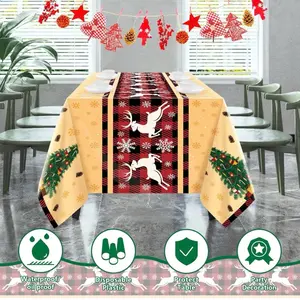 2 Pack Christmas Disposable Plastic Tablecloth Indoor Outdoor Party Decor Favors