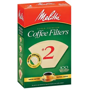 Melitta No. 2 Natural Brown Cone Coffee Filters, 100-Count, Double Crimped, Micro Perforated, Ideal for Camp Kitchen Coffee & Tea (Sports & Outdoor Camping & Hiking Use)