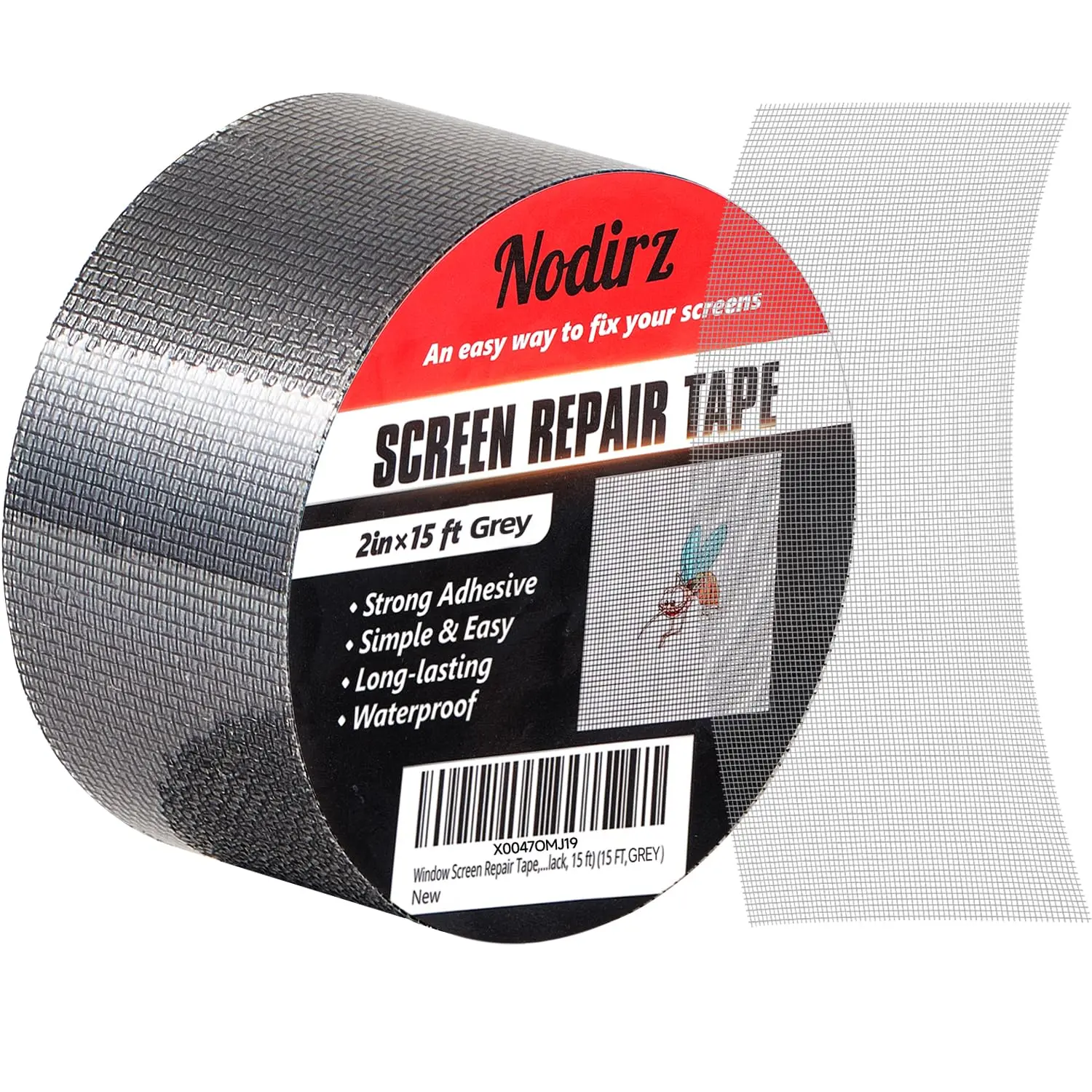 2 in X 15 FT(180IN) Screen Rrepair Kit for Windows or Doors, Window Screen Repair Tape, Strong Adhesive Screen Patch Repair Kit Mesh Repair (Grey, 15 FT)