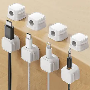 Magnetic Cable Clips 8-Pack Adhesive Wire Organizer for Under Desk Office Home Wall Nightstand Phone Car Essential Desk Accessories White Clips for Tidy Cables