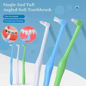 End Tuft Toothbrush, Long Head Soft Bristle Toothbrush for Braces Cleaning, Gumline Cleaning, Back Teeth Detail Brush, Daily Oral Care