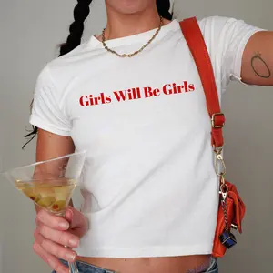 Girls Will Be Girls Baby Teewitchy Feminist Fitted Tee For Womenvintage Witch Shirtwitchy Vibes Top Halloween Trendy Shirty2k 90s Style