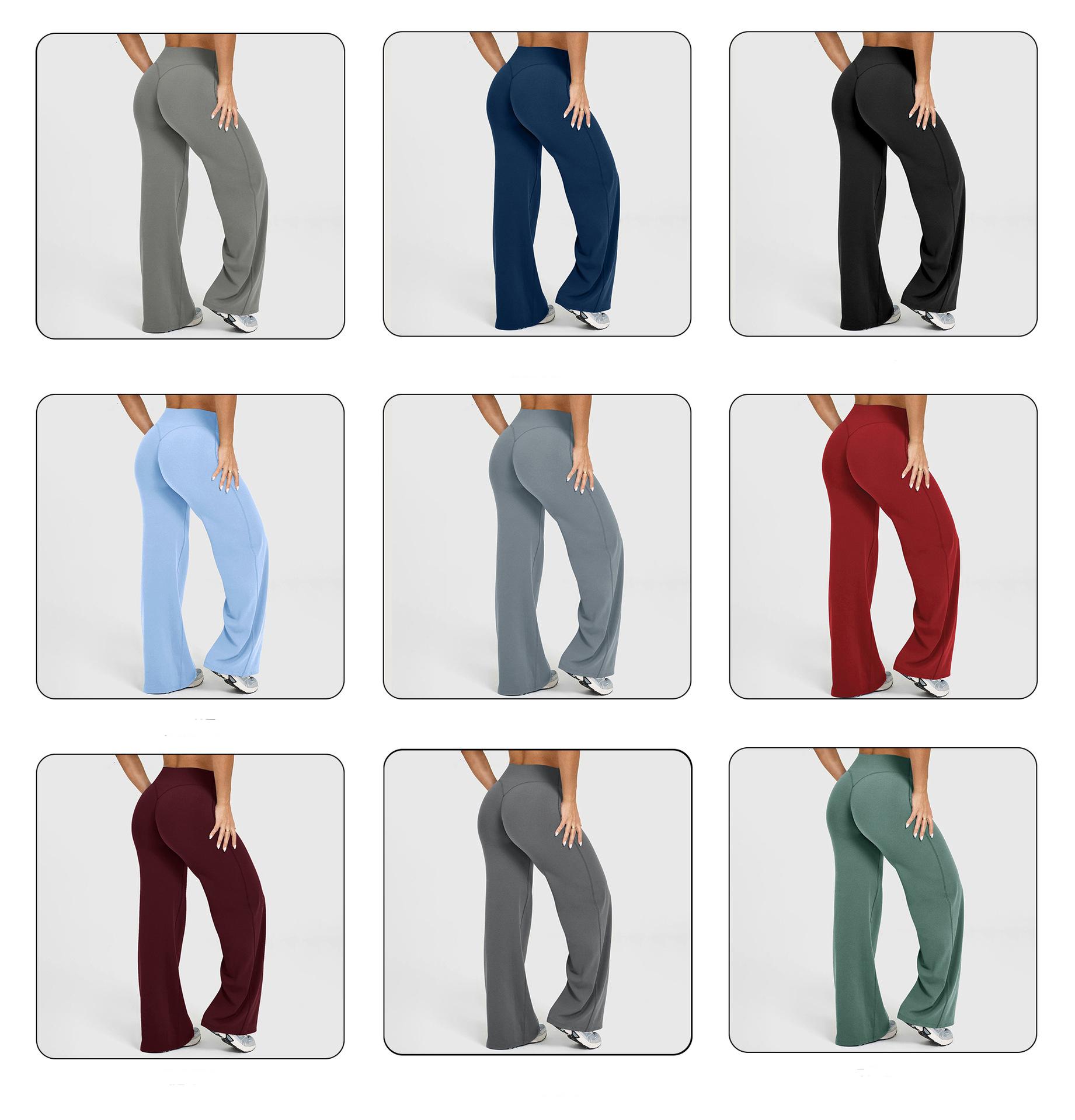 Women High Waist Stretch Casual Soft Straight Leg Bottoms Yoga Pants