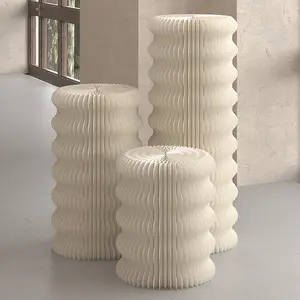 Foldable Cylinder Pedestal Stands, Kraft Paper Display Stand for Store,Wedding,Party,Exhibition,Multifunctional portable Table for Cake、Plants、Jewelry、Artworks