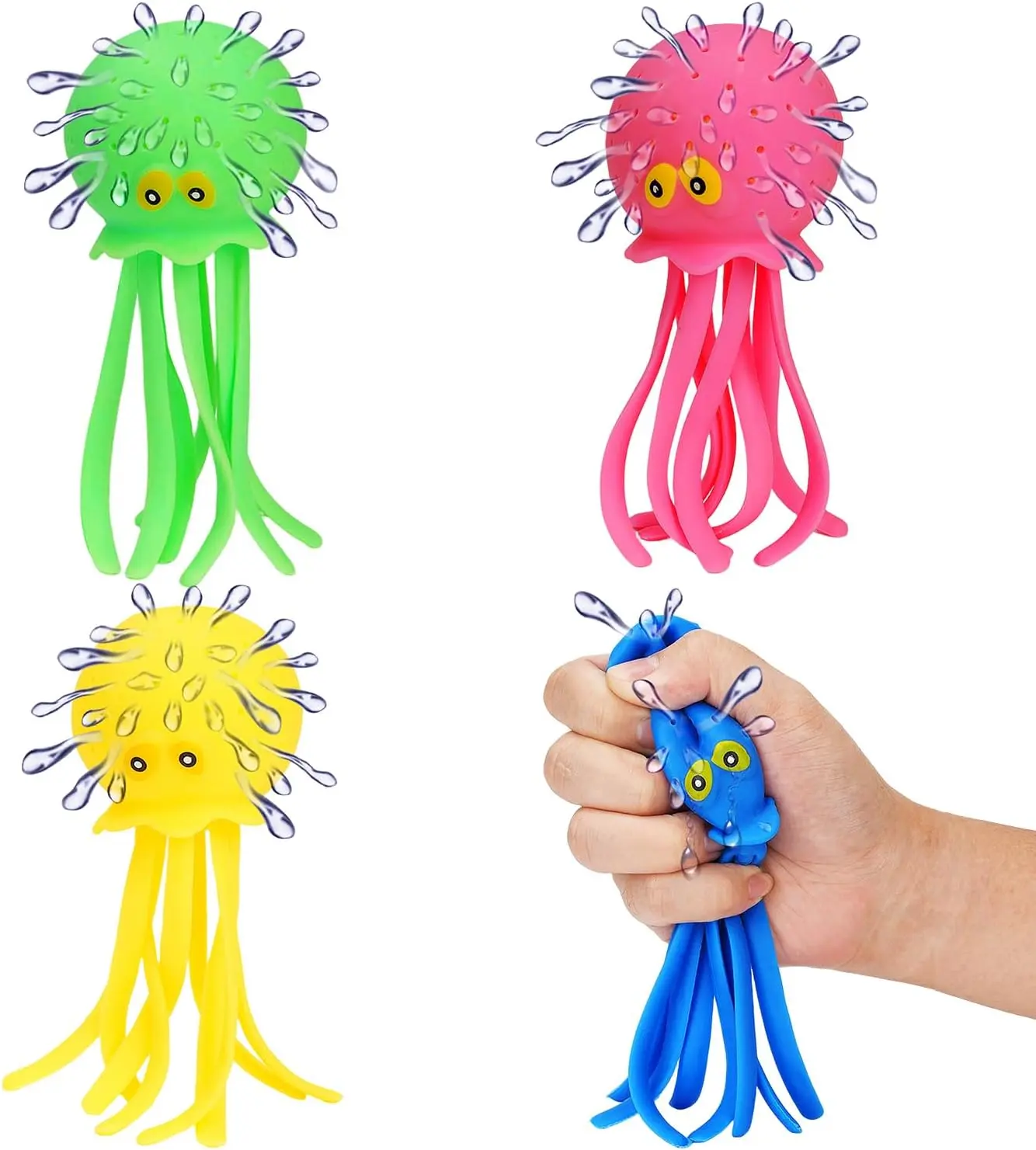 4 Pack Octopus Water Balls for Kids Reusable Splash Balls Sensory Bath Toys for Toddlers Floating Pool Beach Toys Stress Relief Water Bombs Easter Basket Christmas Stocking Stuffers