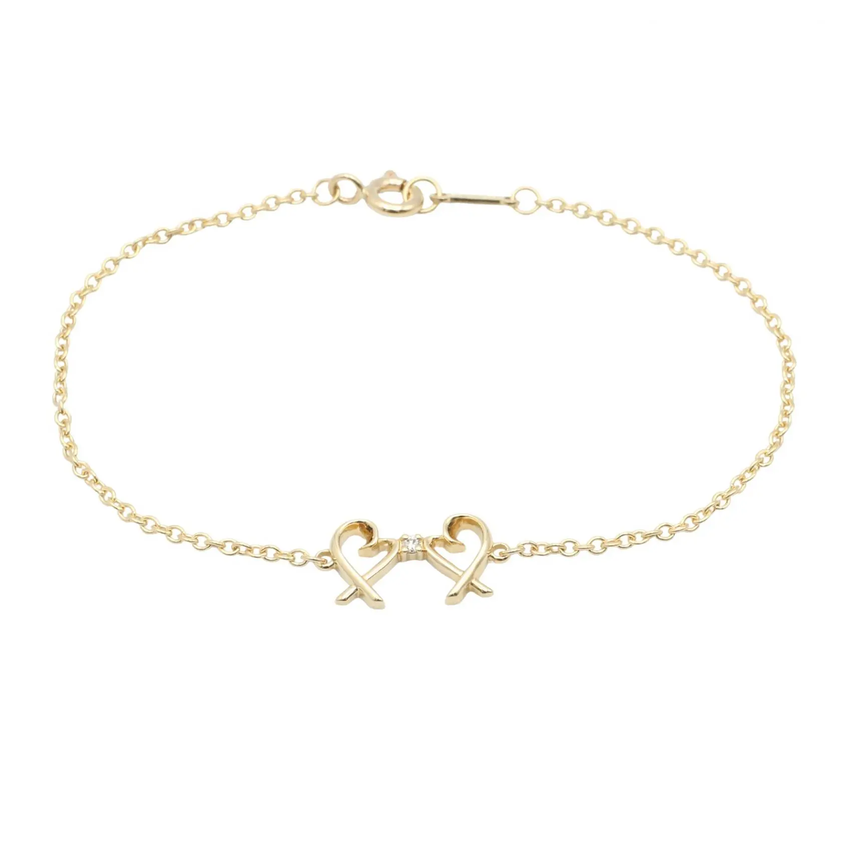 Pre-owned Tiffany & Co. 18K Yellow Gold (Au750) Small Leather Goods TIFFANY & CO Loving Heart Au750 Bracelet