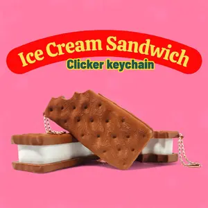 Ice Cream Sandwich Clicker Keychain | Cute Fidget Toy | Sensory Clicker | Kawaii Dessert Toy | Stress Relief Keychain