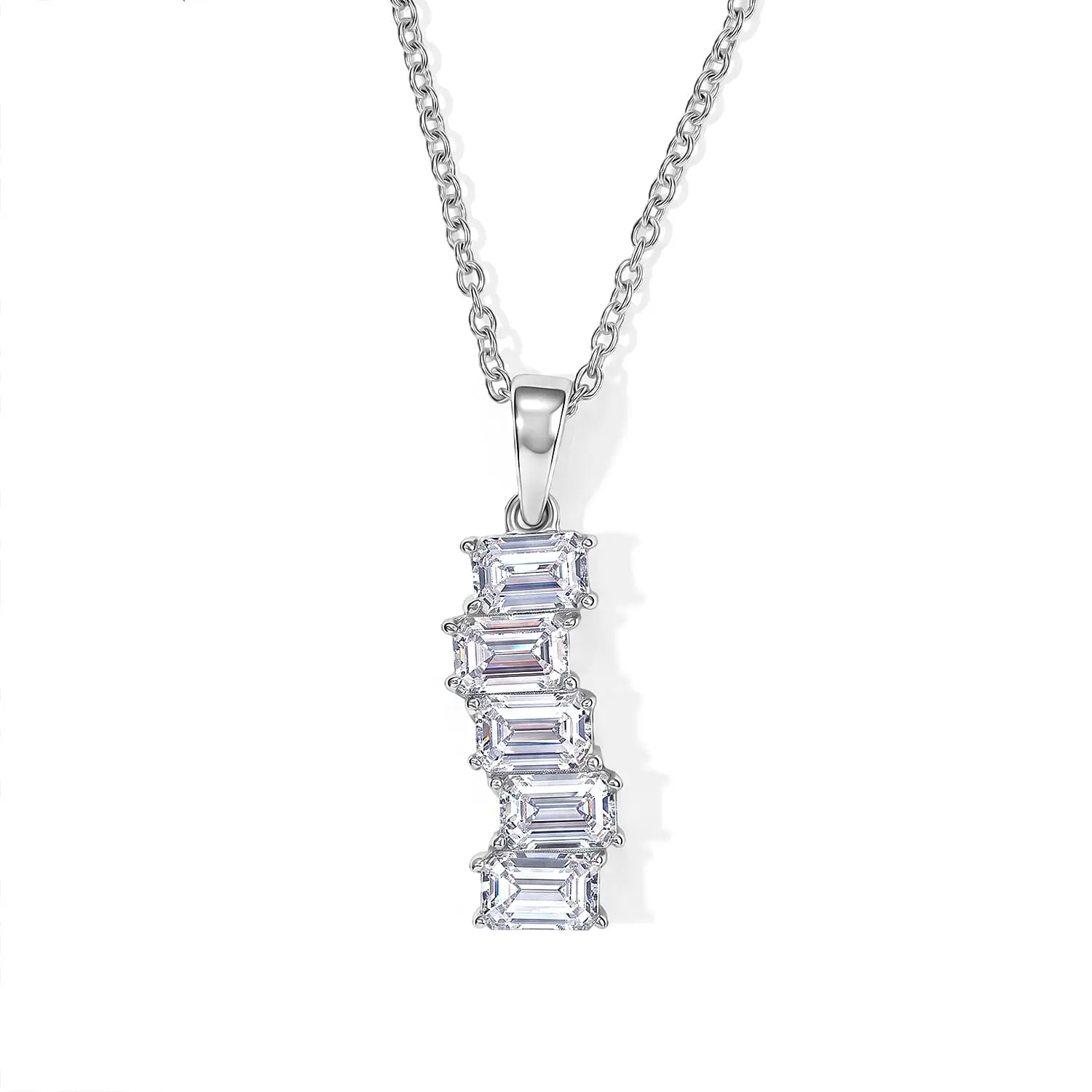 EverTrue Simulated Diamond Pendant Necklace (20 Inches) in Stainless Steel