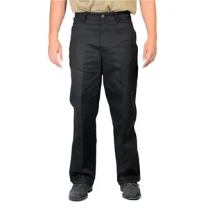 Ben Davis Menswear Plain Poly-Cotton Twill Fabric Trouser - Mid Waist, Fitted, Minimalist Style, Below the Ankle, All Seasons, With Pocket