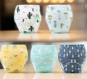 Reusable Baby Diaper Training Pants – Ecological Waterproof Washable Cotton, Breathable Cloth, Cleanliness Potty Training Underwear for Toddlers, Eco-Friendly & Leak-Proof 5 Pack