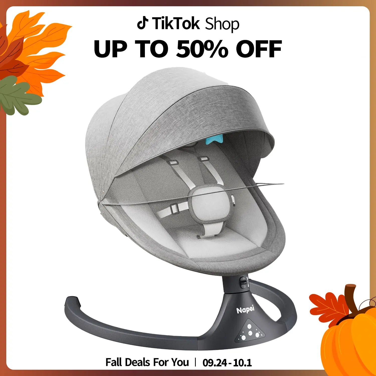 Electric Baby Swing with Bluetooth & Music Features, 5 Sway Speeds, 3 Recline Angles, Remote Control, Canopy for Indoor/Outdoor Use