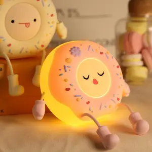 Cute Donut Shaped Night Light, USB Rechargeable Silicone LED Night Light, Portable Dimmable Bedside Table Lamp, Desk Accessories Room Decor