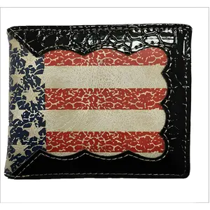 Men's Western Bifold Wallet American Flag Design in Red White and Blue