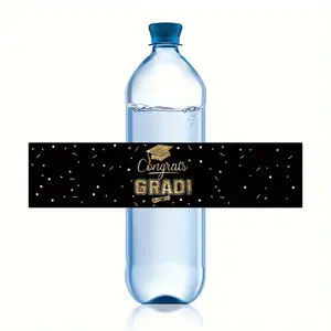 20 sheets/set Stickers Graduation Label Water Bottle Stickers, Black Golden Water Bottle Packaging Label Stickers, University High School Graduation Party Gift Water Bottle Labels，graduation decoration