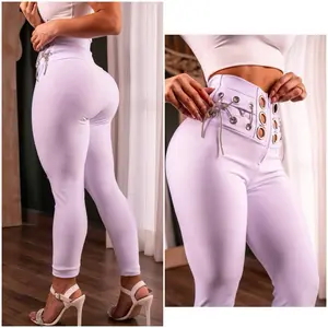 Leggins botones strass blanco