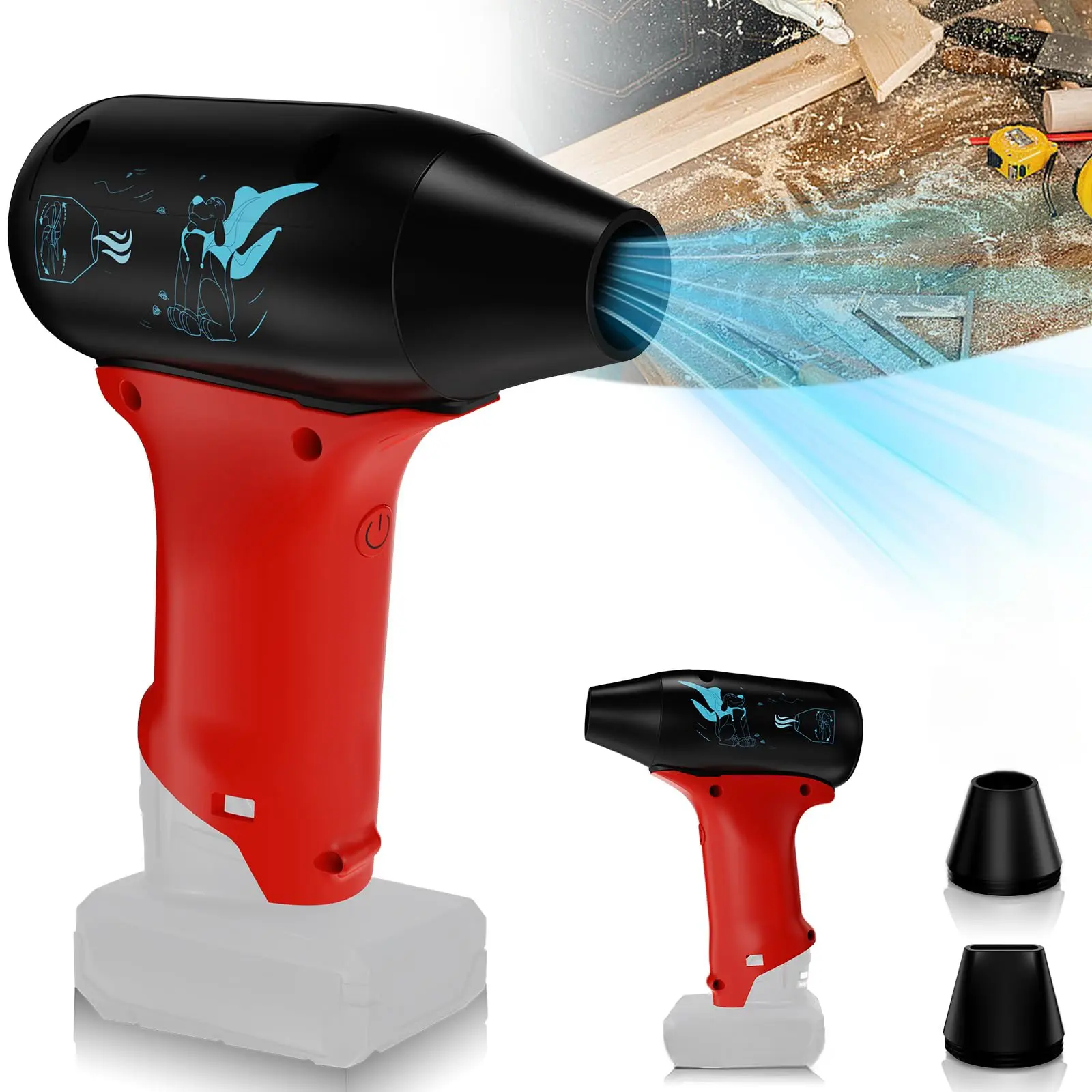 Mini Jet Dry Blower Fan for Milwaukee for M12 12V Battery, 3 Adjustable Wind Speeds Rechargeable Cordless Jet Fan Blower for Drying, Cleaning (Battery not Included)