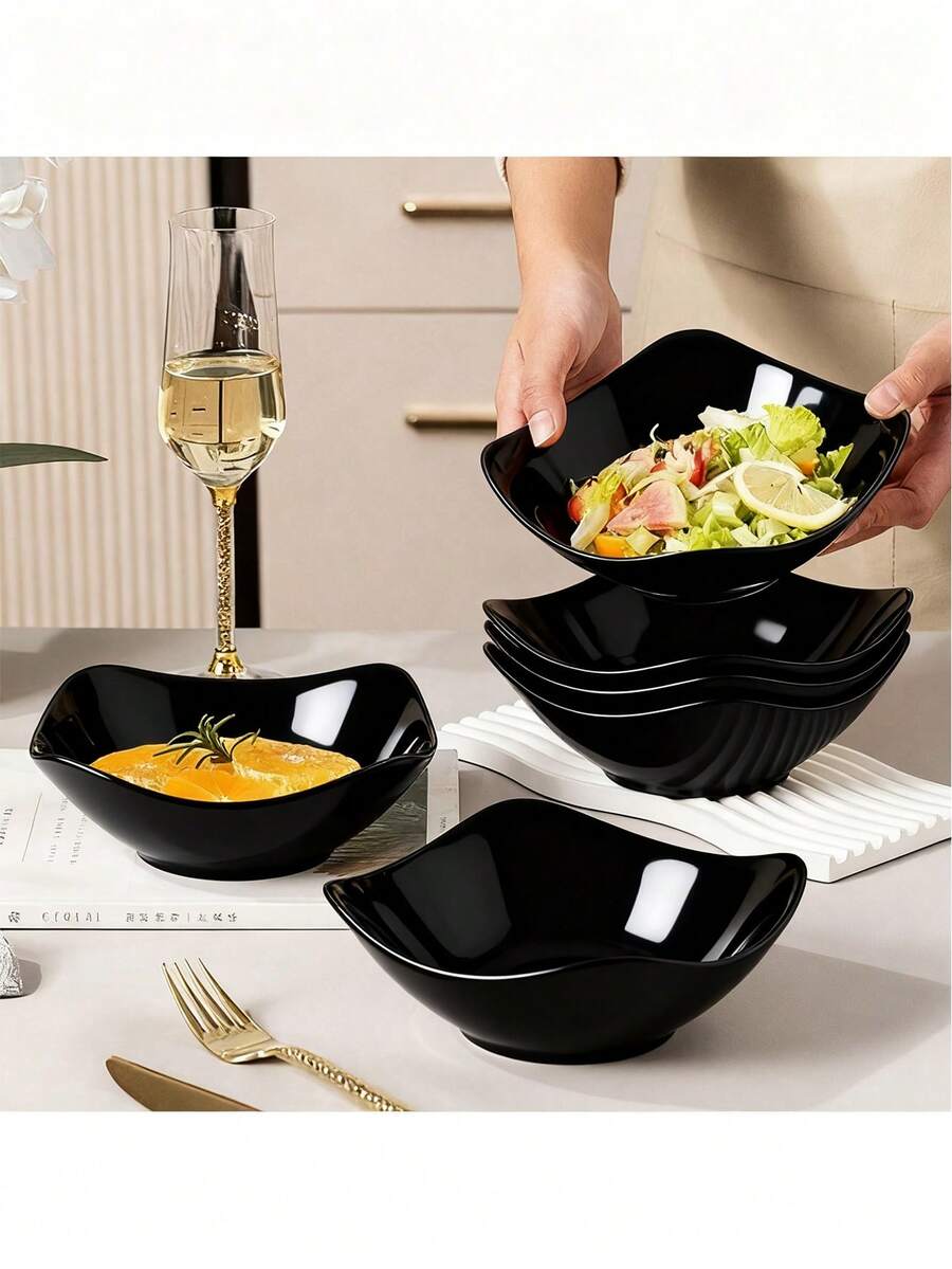 2-10 sets of reusable white salad bowls and plates, made of PP plastic, suitable for cold dishes, cooked food, desserts, and party food. Stackable for easy storage, ideal for family gatherings, hotels, microwave heating, and outdoor RV/camping picnic part