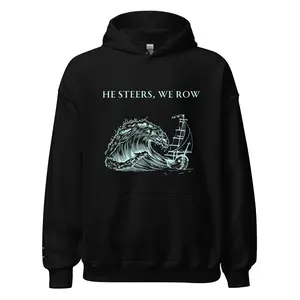 HE Steers WE Row Hoodie - Casual Hoodie with Front Pocket, Ideal for Everyday Wear apparel hoodie men  hoodies christian  apparel