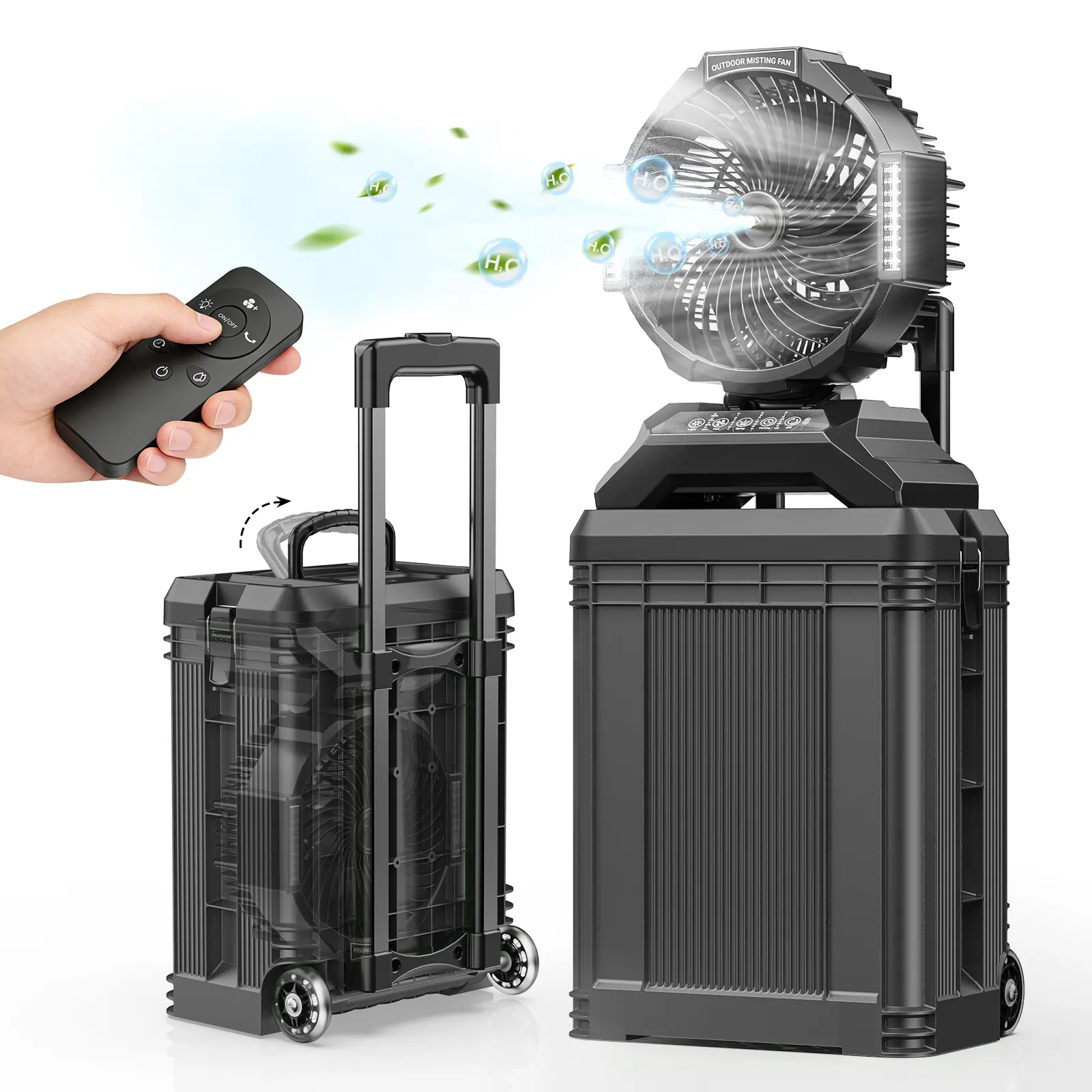 SprzAir 4gal Battery-Powered Wireless Portable Fan, Rechargeable Fan Portable with 40000mAh Cordless Unit, Retractable Handle, Full Remote Control, Oscillating Design for Camping, Patio, Battery-Powered Wireless Portable Fans