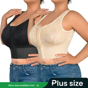 Women's Full Coverage Plus Size Comfort Minimizer Bra Wirefree Non Padded Floral Lace Front Closure Bras Womenswear Underwear