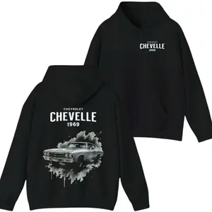 1969 Chevelle SS Hoodie, Classic Muscle Car Graphic Pullover, Streetwear For Car Guys, Vintage Auto Cotton Long Sleeve Gift For Him