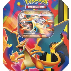 Pokemon Mega Charizard Tin - Trading Card Game with 360 Cards, Featuring Mega Charizard Y EX and Other Characters