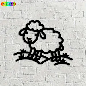 1pc Sheep Metal Wall Art, Cute Sheep Statue Mural, Ideal Gift for Easter, New Year, Animal Decor Enthusiasts, Weather-Resistant Metal Wall Decor Wall Sculptures, Perfect for Garden Fence & Living Room Wall, Farmhouse Style Enthusiasts