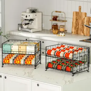 2-Pack Stackable Can Rack Organizer – Multifunctional Can Dispenser for Kitchen Pantry and Cabinet; Holds Food, Snacks, and Soda