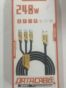 50-Pack 3-in-1 Charging Cables 240W Max 4FT | USB-C Micro USB Lightning