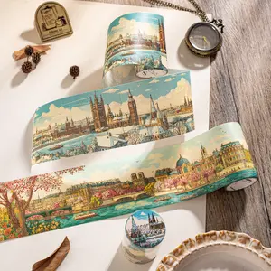 European Traveler Series Paper Tape Roll/bag, Handmade Decorative Stickers for Journals & Water Bottles, Multi-Scene Art Supplies, Scenes Stickers, Sticker Sheets