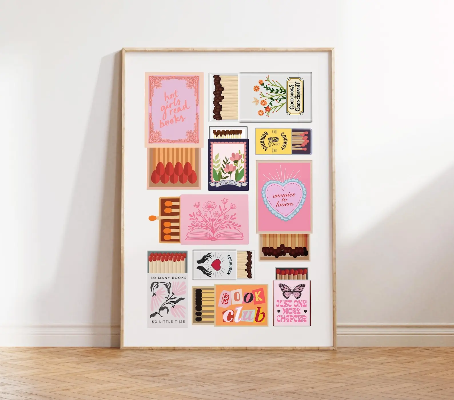 Booktok Book Tropes Matchbox Print, Enemies To Lovers Poster, Inspirational Home Decor. Minimalist Aesthetic Wall Art. Grumpy Sunshine Slow Burn, UNFRAMED