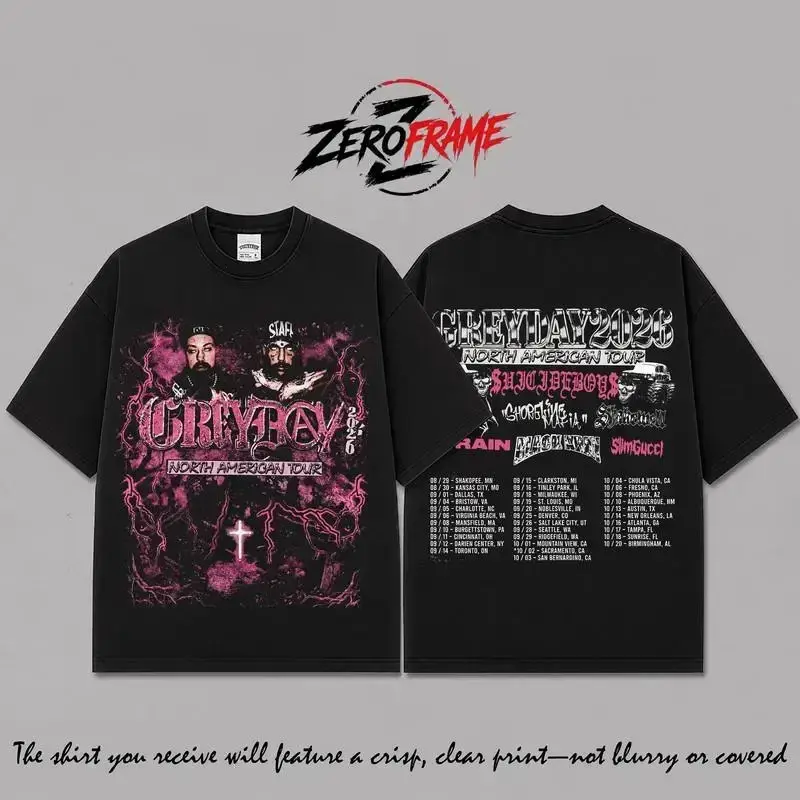 [Free Ship] GreyDay 2026 Tour Graphic Black T-Shirt Ver 5, G59 Music Tour Merch, Bones Night Lovell Germ Ramirez Black Smurf Concert Tee, Underground Hip Hop Rap Shirt, Festival Fan Apparel, Live Show Graphic Tee, Unisex Streetwear Gift