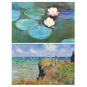 Buttonsmith® Claude Monet Water Lilies & Cliff Walk Refrigerator Magnet Set - Made in the USA