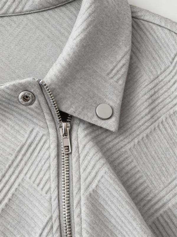 Women's plus size casual jacket, new lapel long sleeved zipper design, autumn and winter fashionable women's outerwear