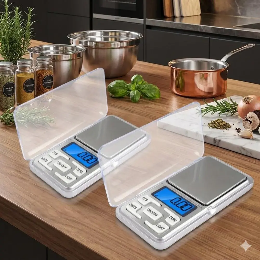 Precision Portable Jewelry Grams Scale, Digital Pocket Weighing Tool for Gold Diamonds Camping Travel Outdoor Kitchen Home Use with Anti-Slip Pan, Multi Function Scale