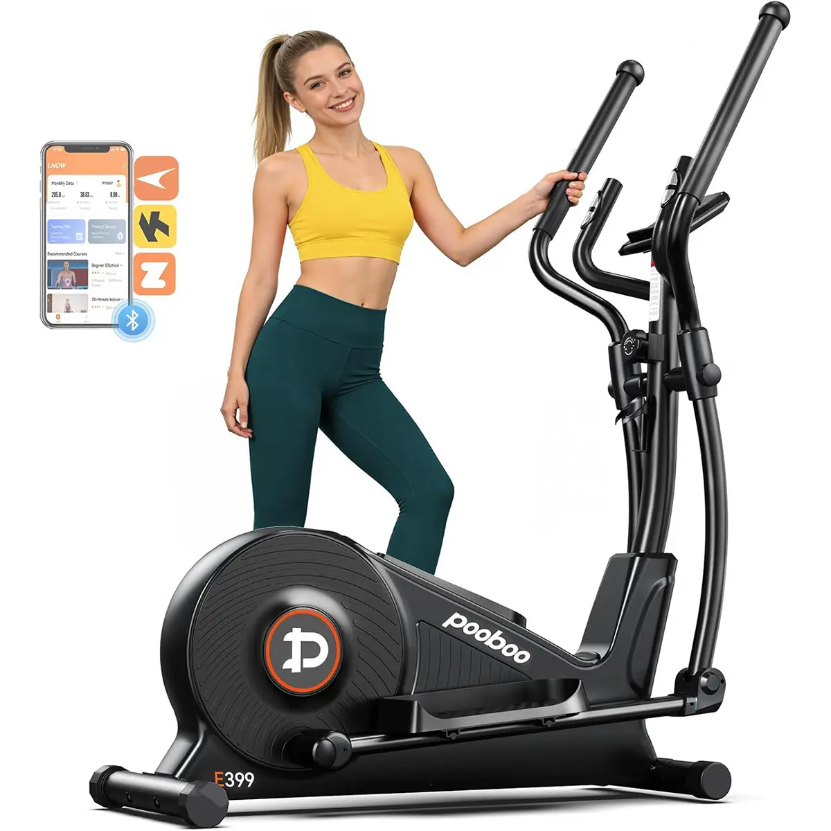 Elliptical Exercise Machine with 16-Level Resistance, Elliptical Machine for Home with LCD Monitor