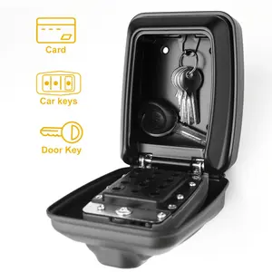 Key Lock Box Wall Mount with Code, Key Lock Box for Outside, Waterproof Key Safe Extra Large Lockbox for Keys Outdoor, 12-Digit Combination Key Storage Box Spare Hider for Home Garage