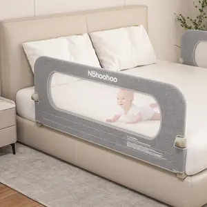 Bed Rail for Toddlers, Foldable & Swing Down, Gap Free Safety, Anti-Pinch Double Crossbar Bed Guard for Twin, Full, Queen, Beds, Gray, 71inch/59inch/47inch