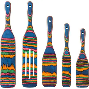 Pakkawood Spurtle Set,  5 count Pakkawood Kitchen Utensils, Wooden Spoons for Cooking, Wooden Utensils for Cooking, Spurtles Kitchen Tools As Seen On Tv, Camping Cookware, Halloween Decorations