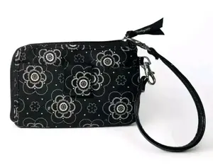 THIRTY-ONE Onyx Blossom Black And White Floral Wristlet Wallet