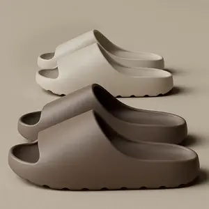 [Soft EVA Slides] Comfortable Soft EVA Slides - Indoor/Outdoor Slippers in White, Beige, and Dark Gray with Anti-Slip Textured Design, Stylish Open-Toe Footwear for All Seasons, House Slippers