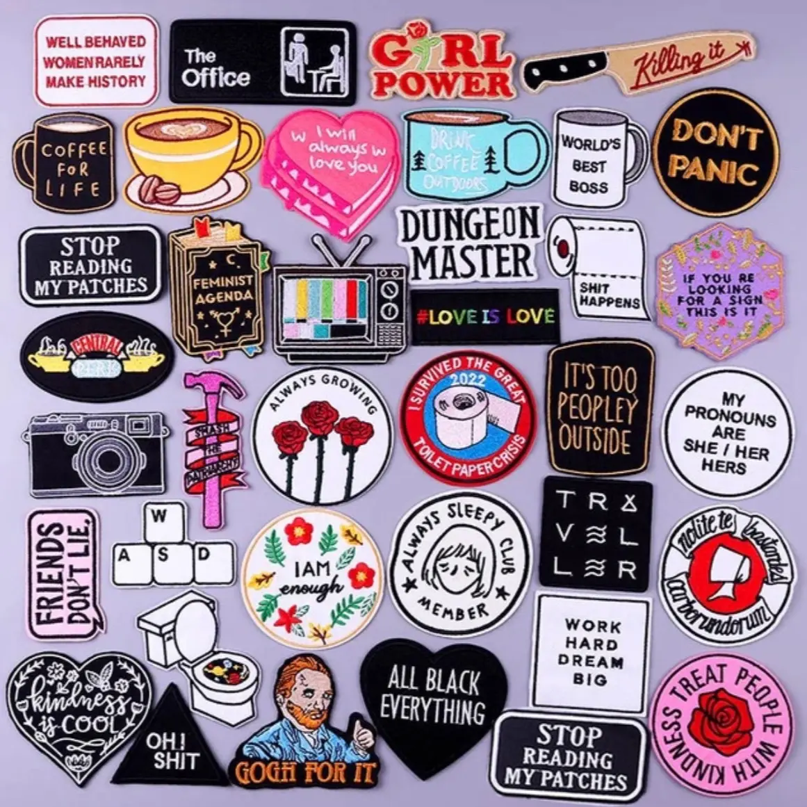 3 pcs of random Patches With Phrase Iron on Patches For Clothing ...