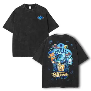 Shadow Milk Cookie, Cookie Run Kingdom Vintage Washed Oversize Unisex T-Shirt, Retro Gaming Streetwear Graphic Tee, Halloween Dark Fantasy Style Casual Cotton t-shirt anime gift back t-shirt