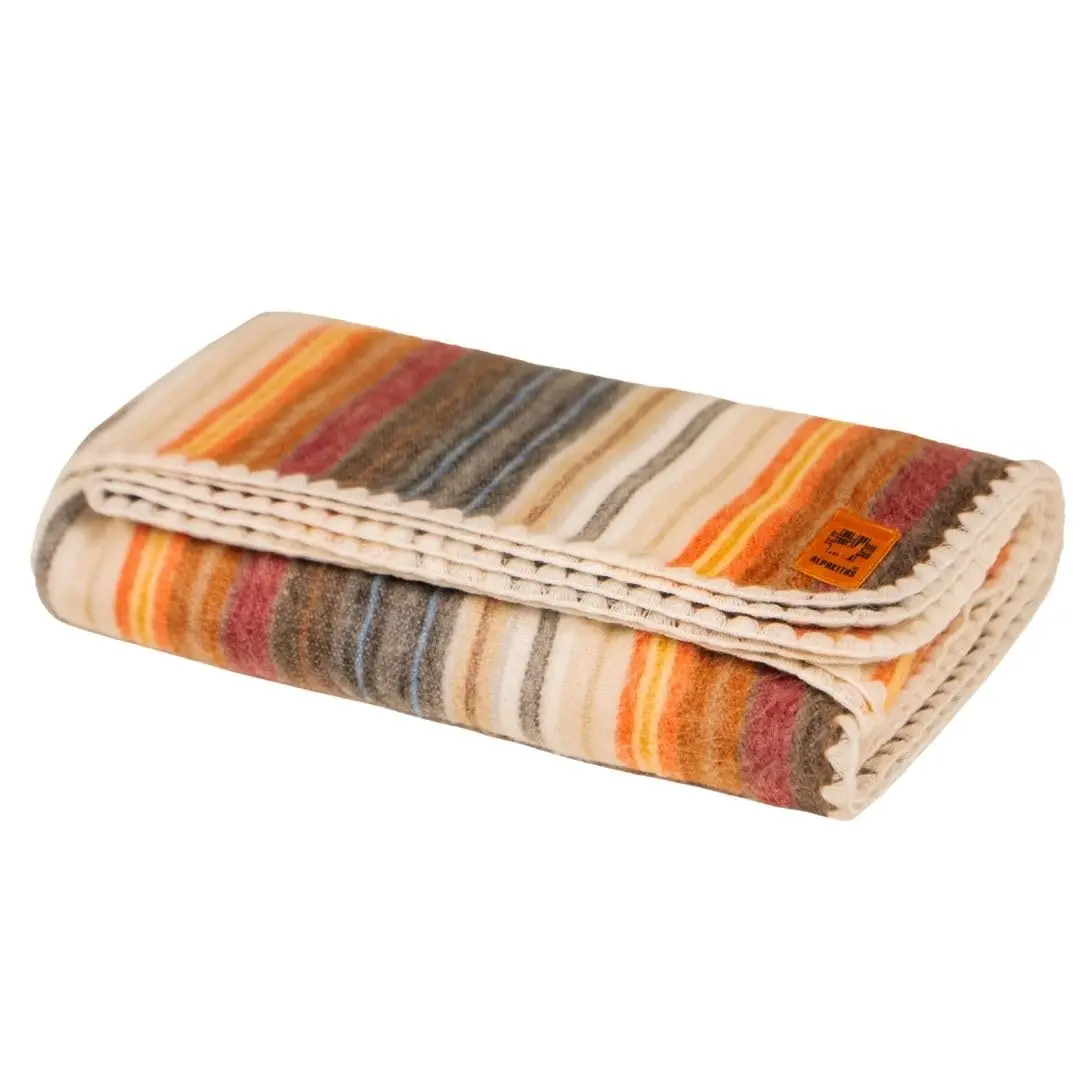 ALPAKITAS Alpaca Wool Blanket Throw | Large, Beautiful, Warm, Stripes | 64 x 45 inches | Ultra-Soft, Hypoallergenic and Breathable | Non-Itchy or Scratchy (White and Brown)